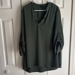 Elegant Olive Lace-Up Tunic